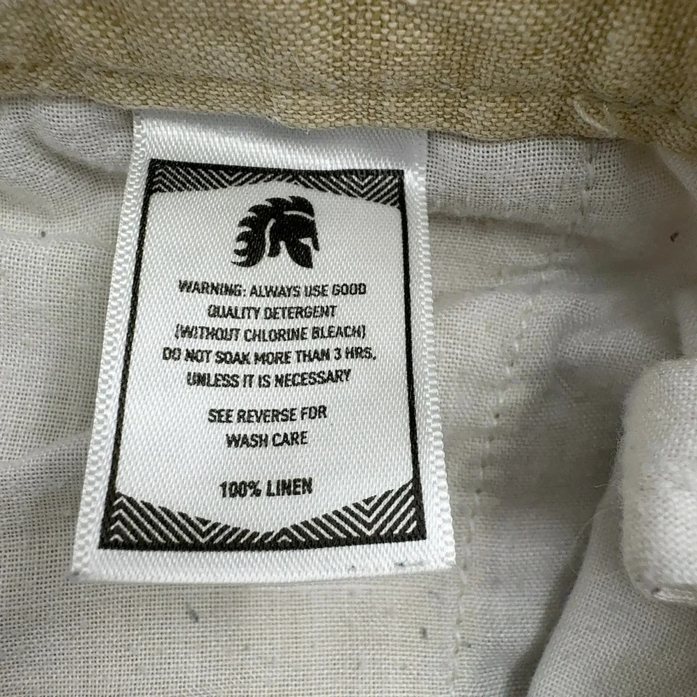 Zulus Festin‎ Pants Mens 37x34 Tan Linen Comfort Fit Flat Front Summer Casual